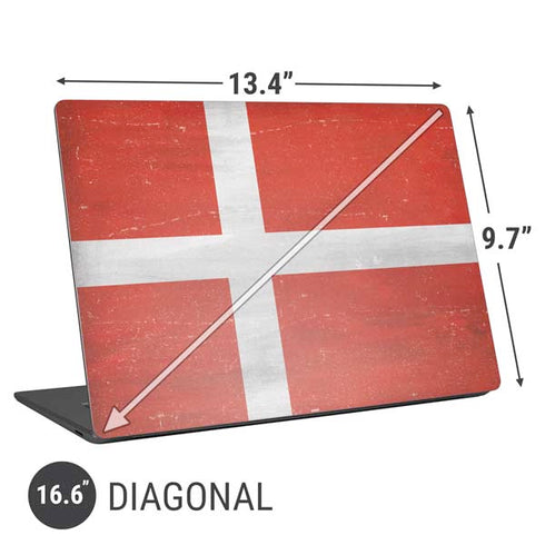 Denmark Flag Distressed Universal Laptop 16.6in (13.4 x 9.7in) Skin